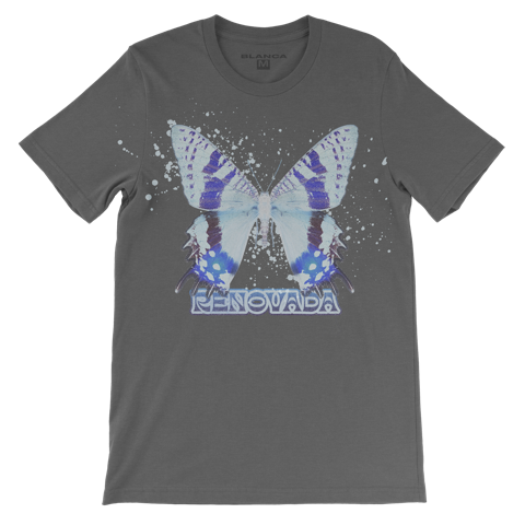 Renovada splatter butterfly design grey tee Blanca